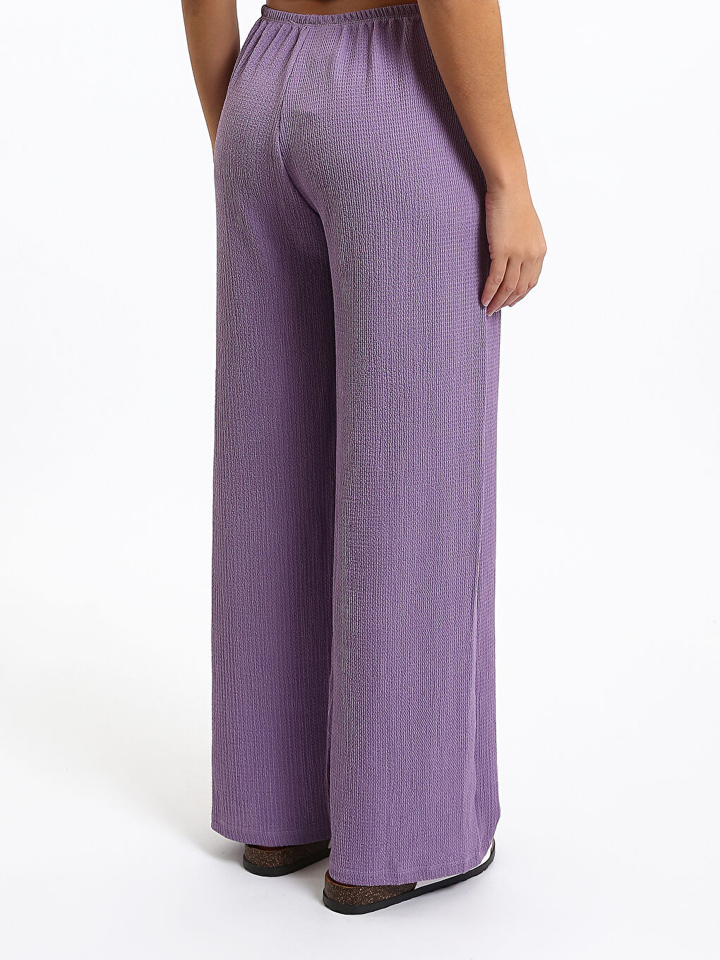 Elastic Waist Wide Leg Women's Trousers-4