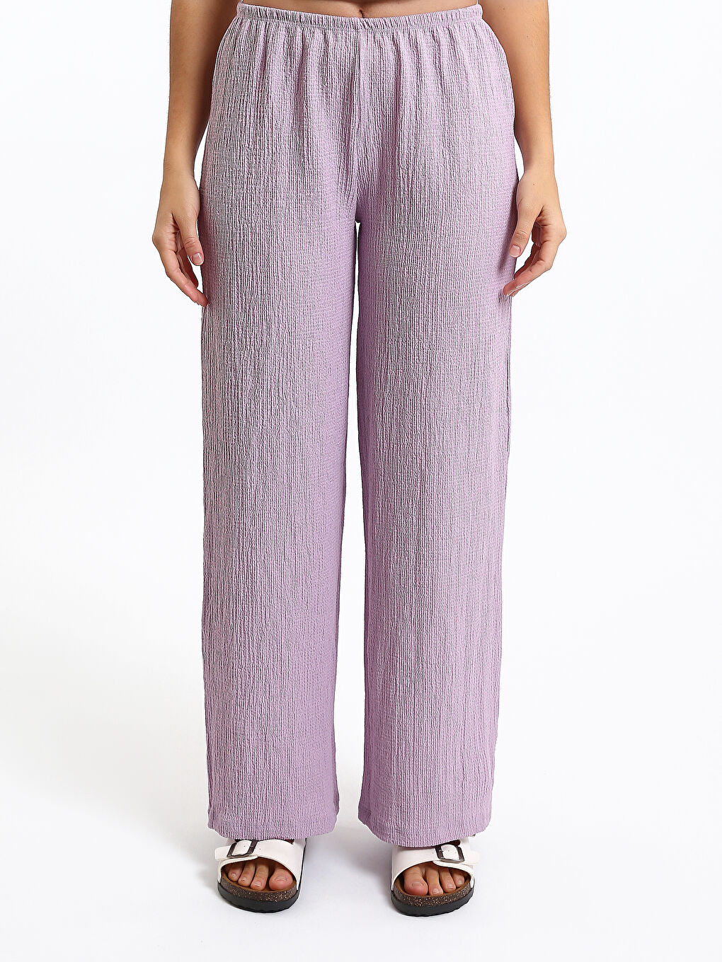 Elastic Waist Wide Leg Women's Trousers-1