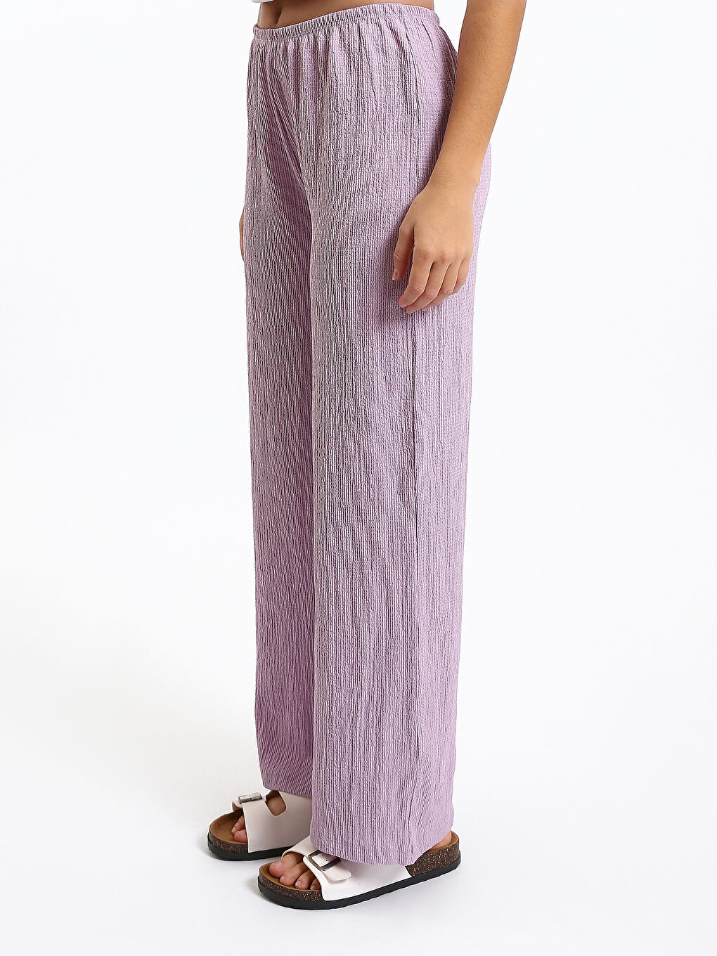 Elastic Waist Wide Leg Women's Trousers-3