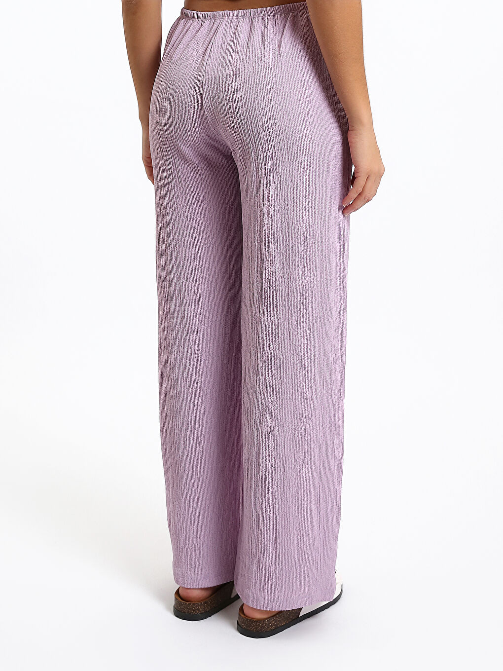 Elastic Waist Wide Leg Women's Trousers-4