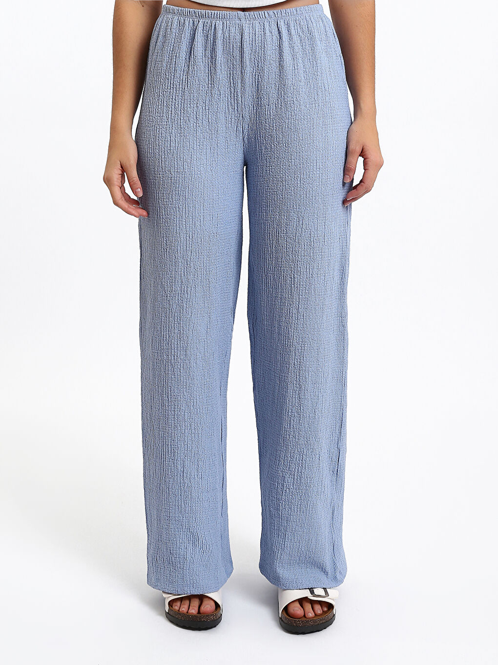 Elastic Waist Wide Leg Women's Trousers-1