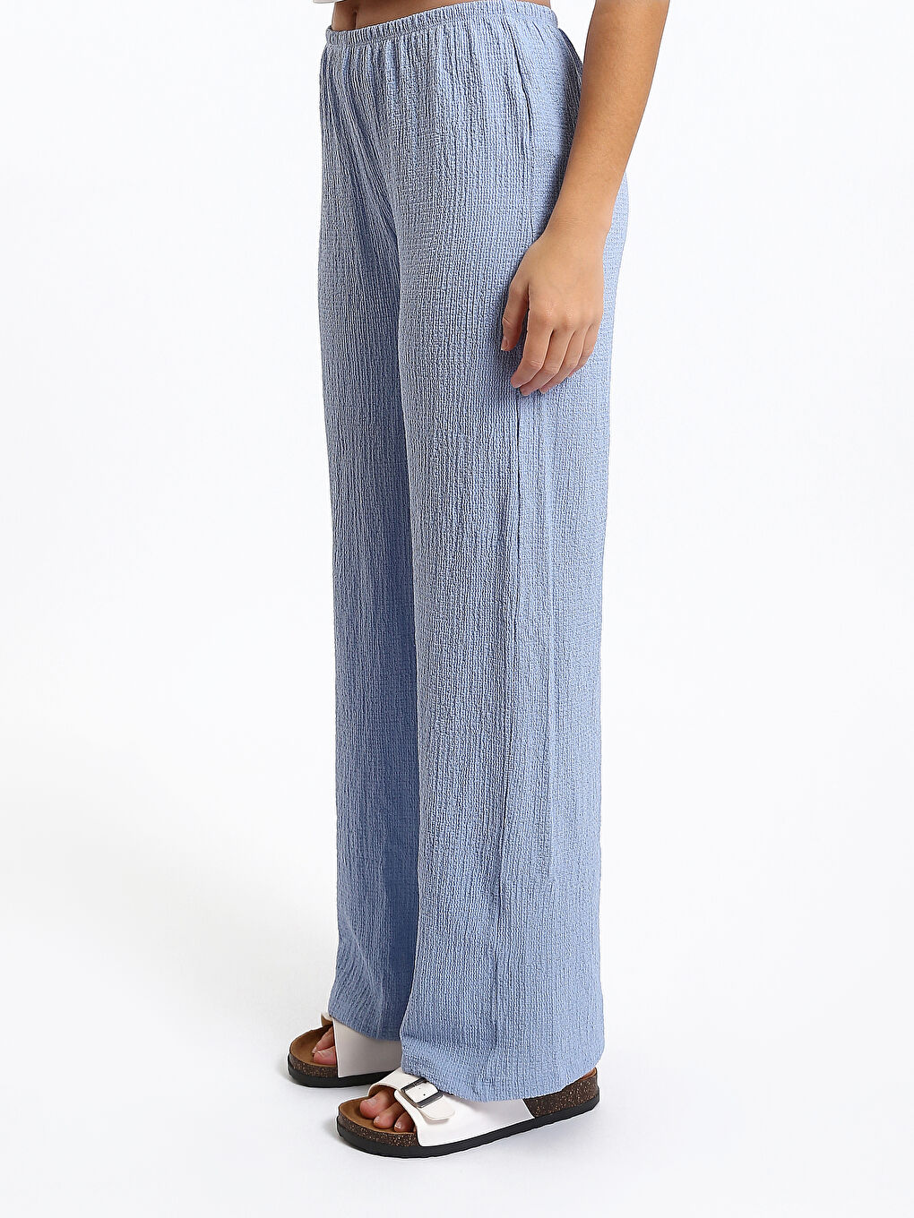 Elastic Waist Wide Leg Women's Trousers-3