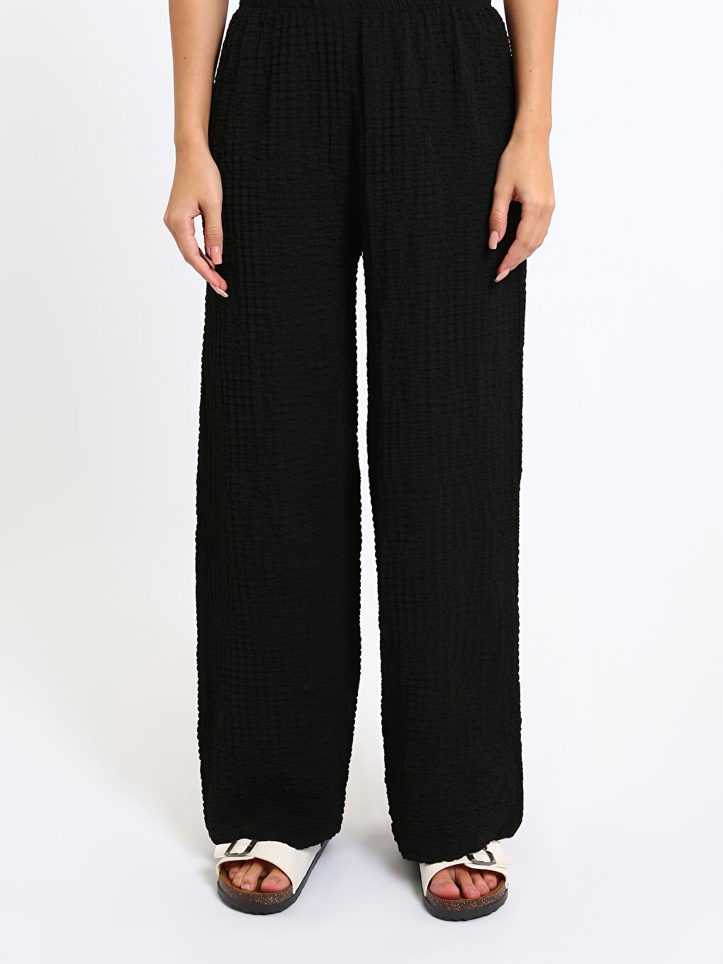 Elasticated Waist Relaxed Fit Women's Trousers-1