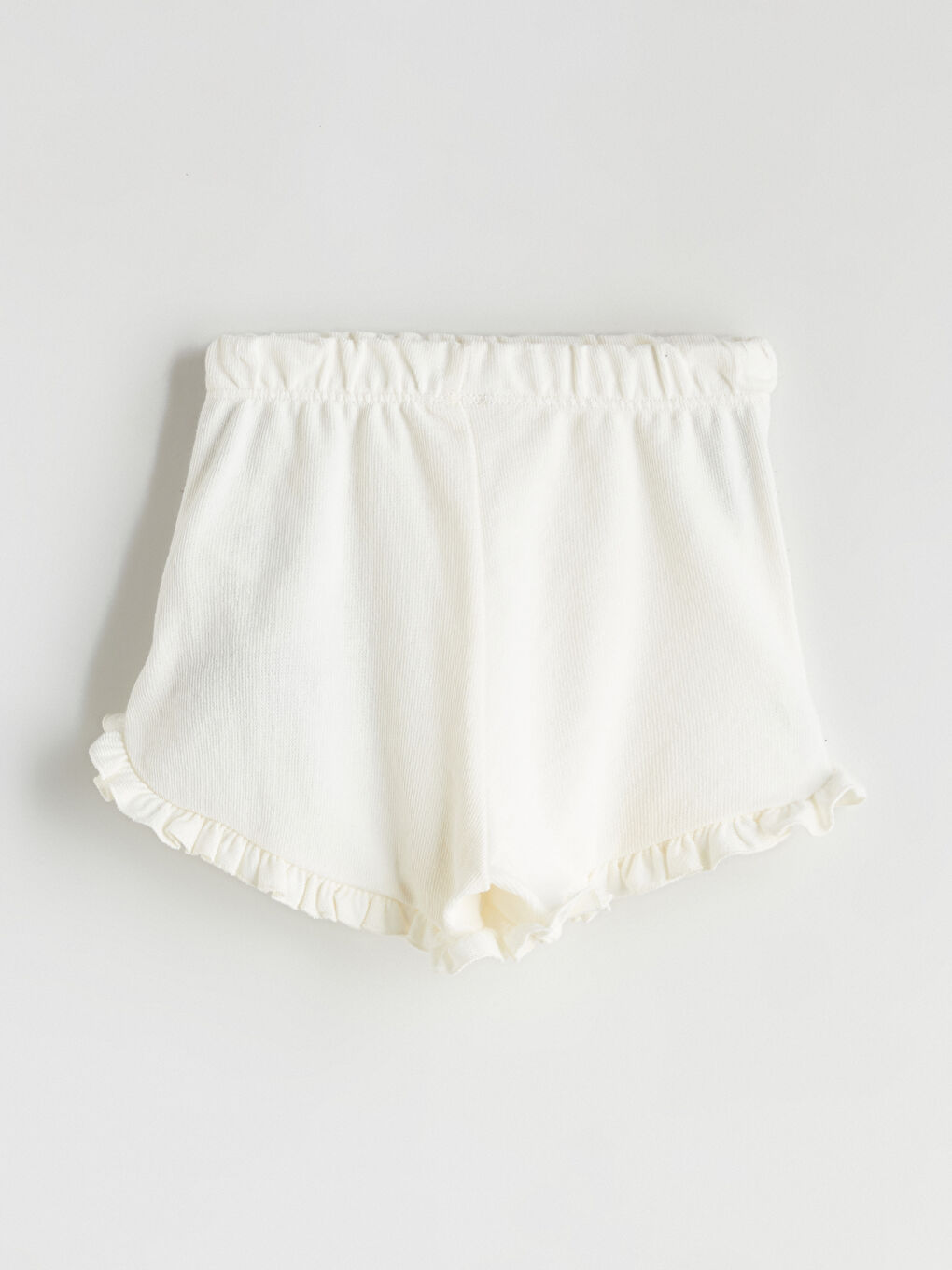 Sarı Beli Lastikli Fırfırlı Kız Bebek Şort 2'li-1