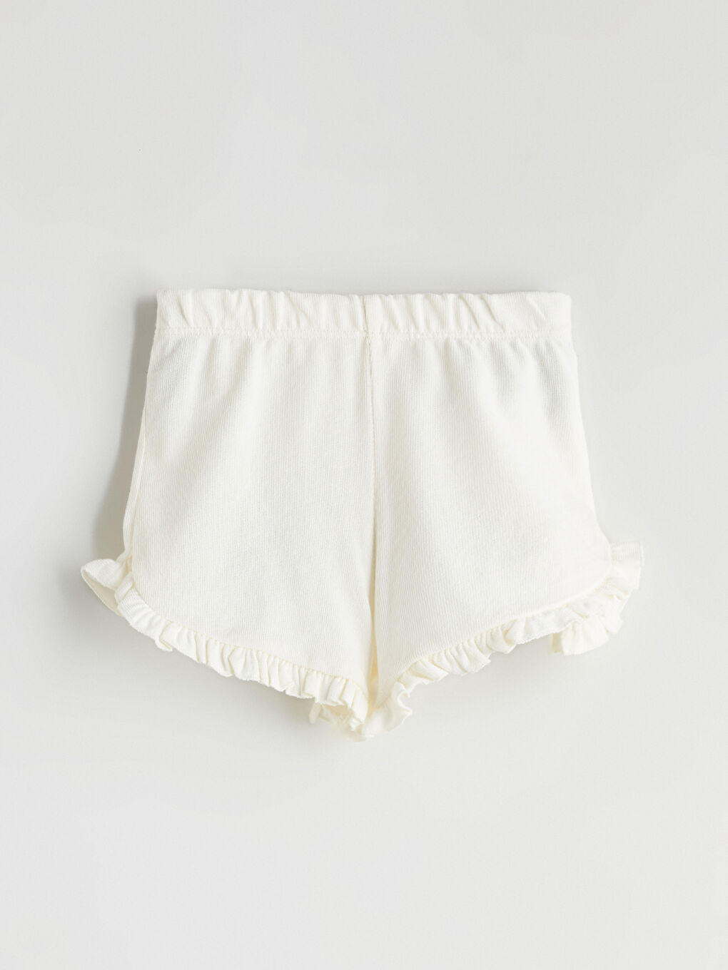 Sarı Beli Lastikli Fırfırlı Kız Bebek Şort 2'li-2