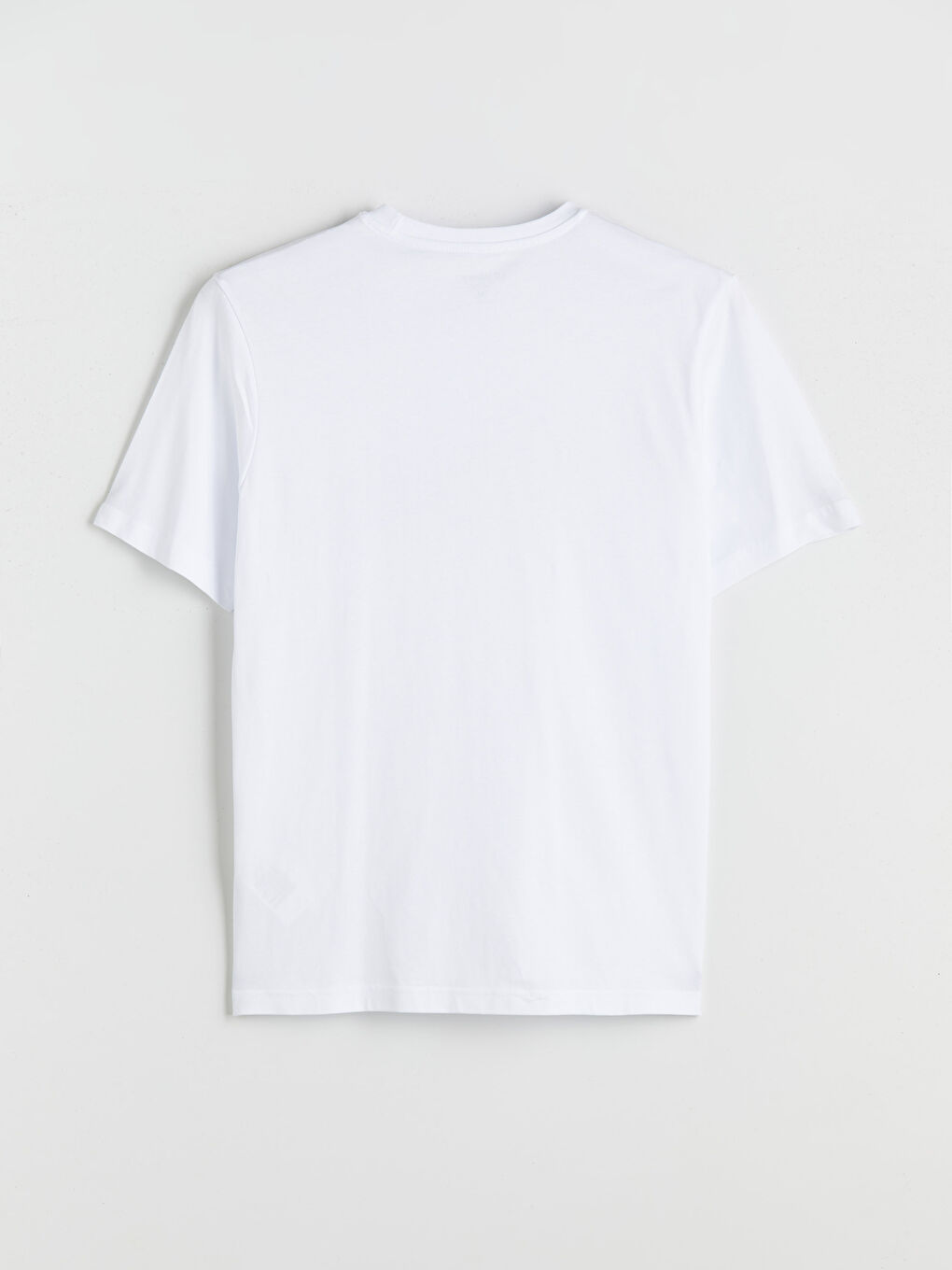 Beyaz Bisiklet Yaka Baskılı Penye Erkek Tişört-5