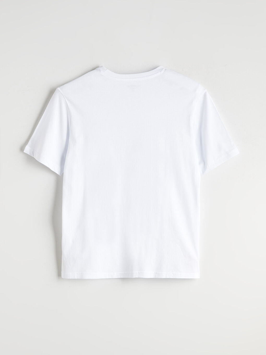 Beyaz Bisiklet Yaka Santorini Baskılı Erkek Tişört-5