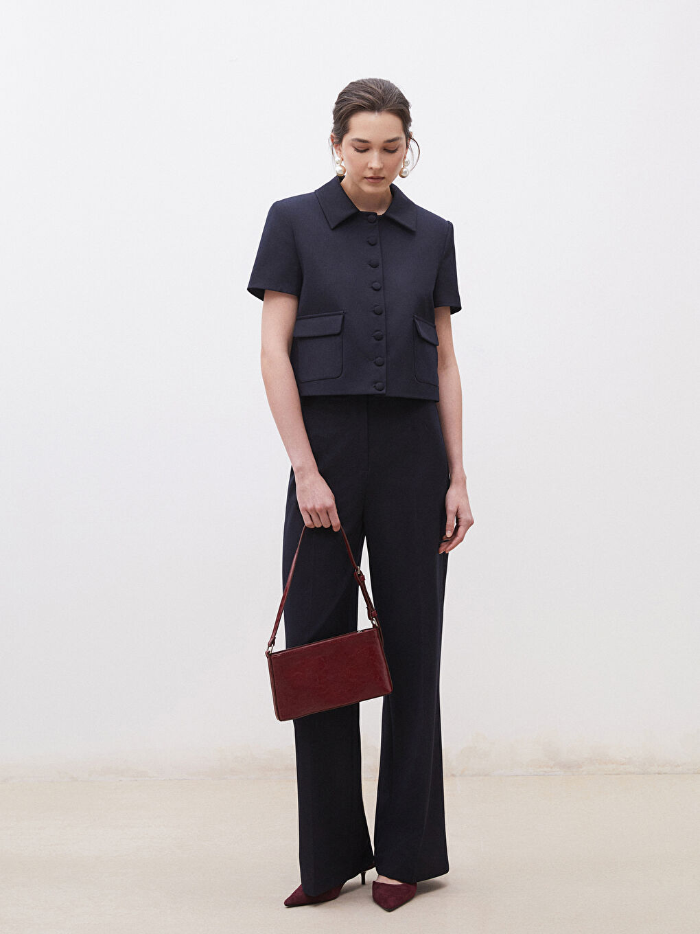 Bordo Deri Görünümlü Kadın Kol Çantası-2