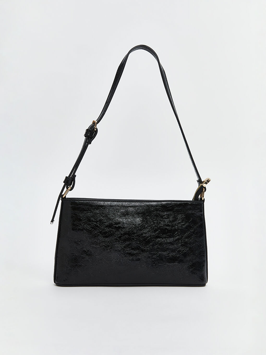 Siyah Deri Görünümlü Kadın Kol Çantası-4