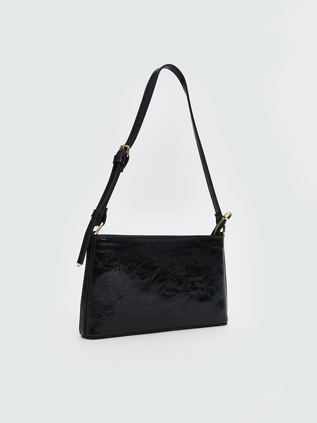 Siyah Deri Görünümlü Kadın Kol Çantası-5