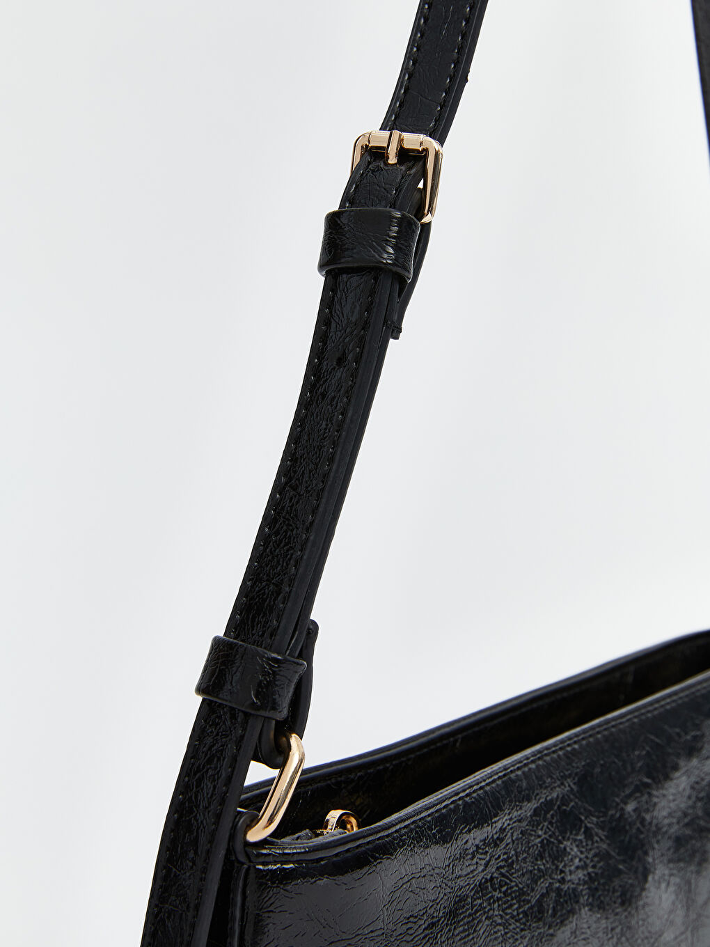 Siyah Deri Görünümlü Kadın Kol Çantası-7