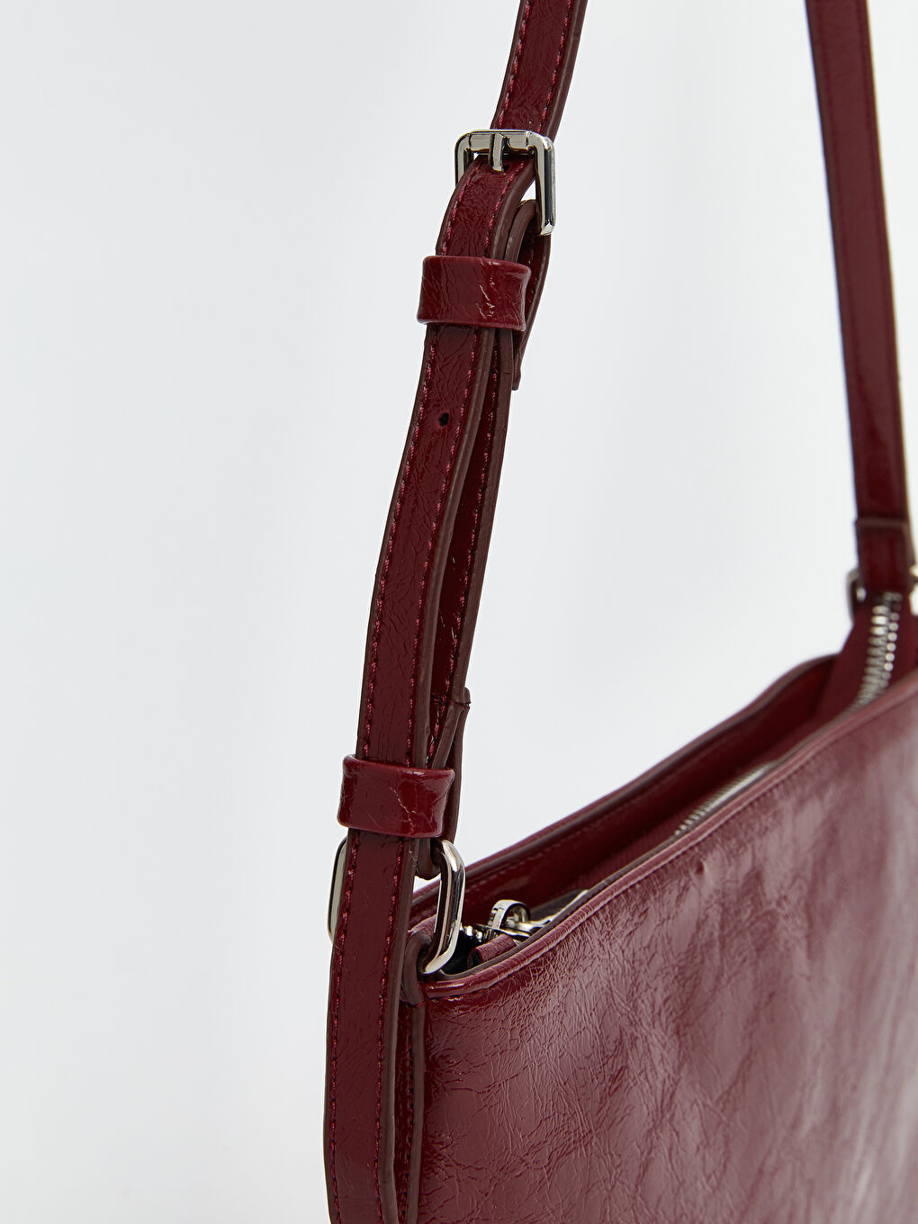 Bordo Deri Görünümlü Kadın Kol Çantası-6