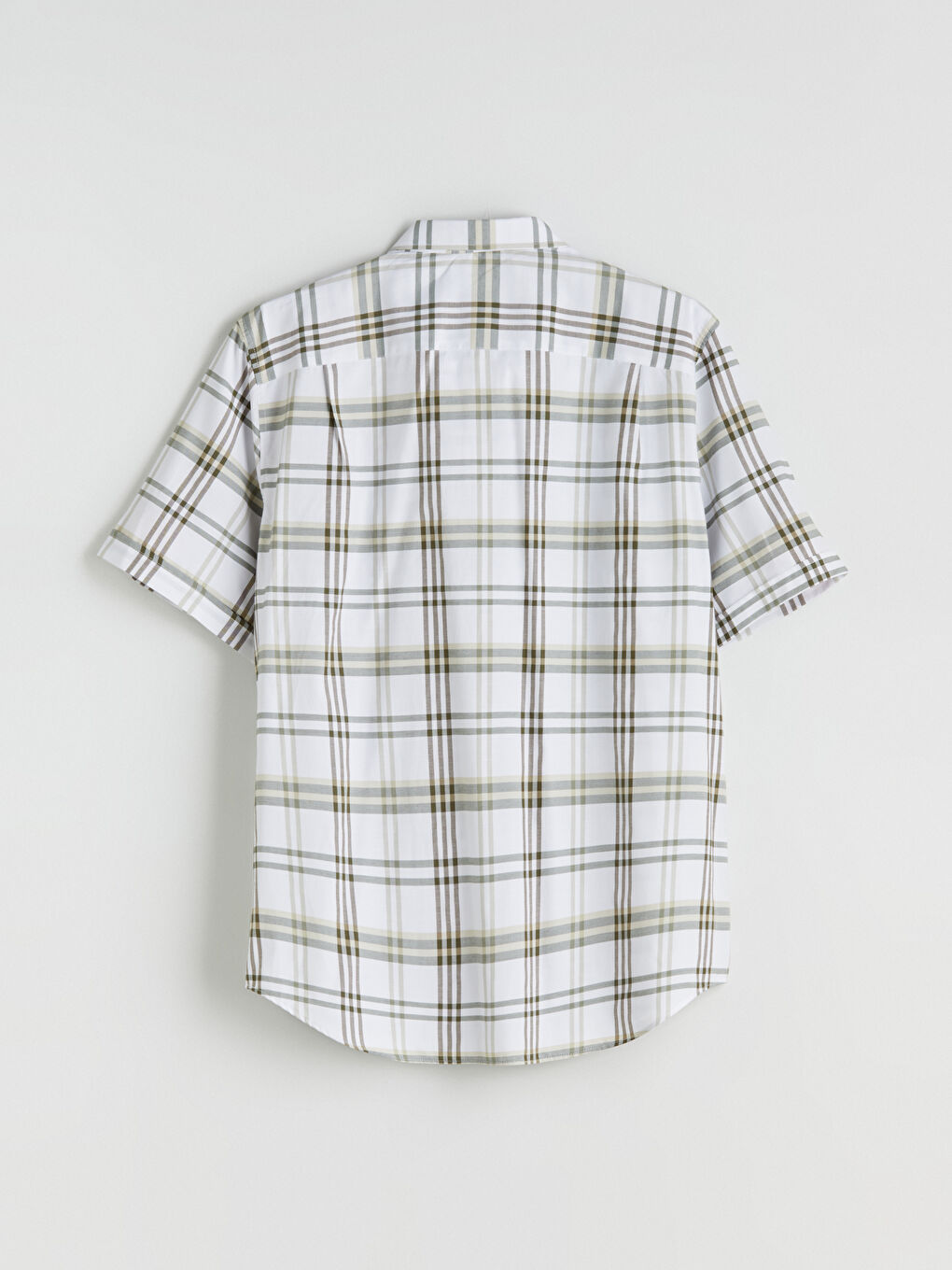 Yeşil Regular Fit Kısa Kollu Ekose Erkek Gömlek-9