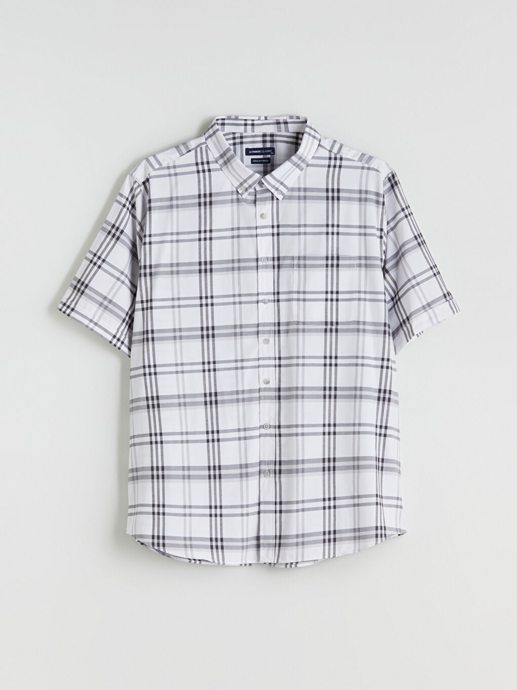 Gri Regular Fit Kısa Kollu Ekose Erkek Gömlek-8