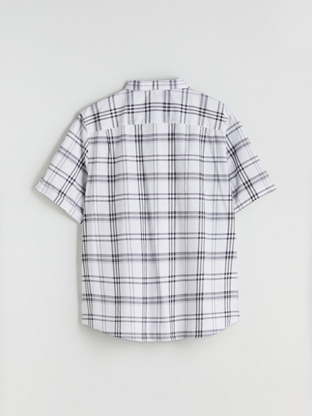 Gri Regular Fit Kısa Kollu Ekose Erkek Gömlek-9