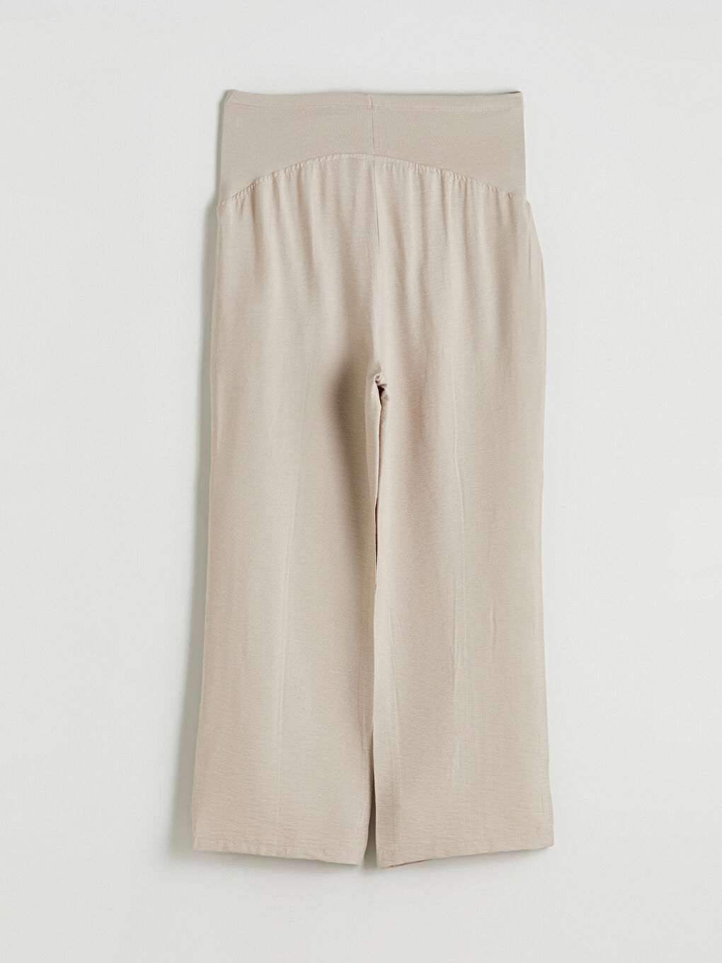 Bej Karın Panelli Geniş Paça Hamile Pantolon-6