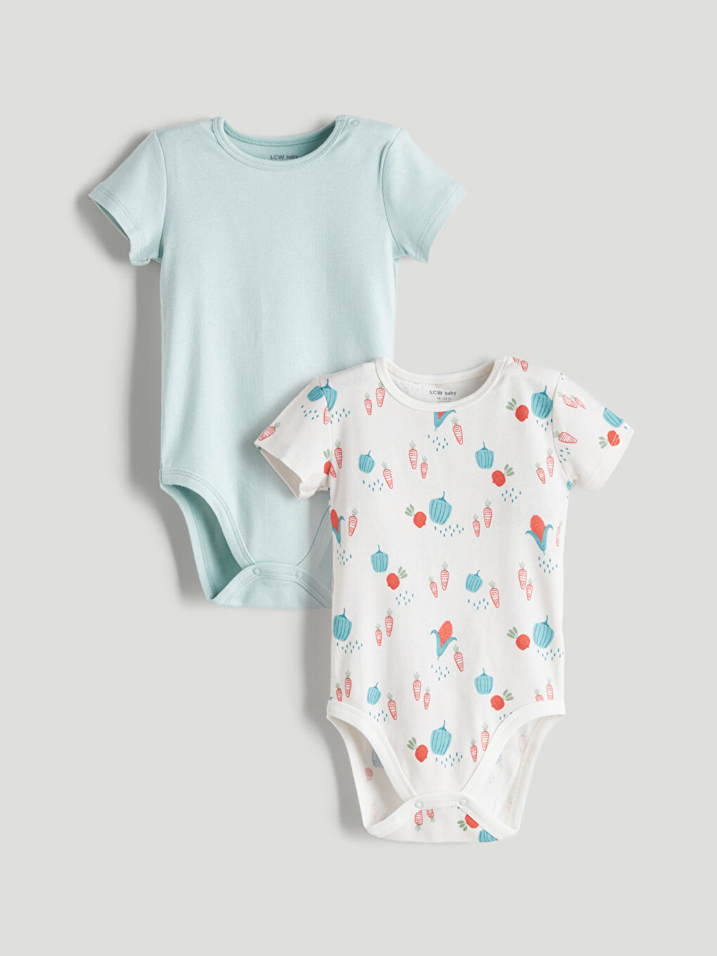 Ekru Baskılı Erkek Bebek Çıtçıtlı Body 2'li