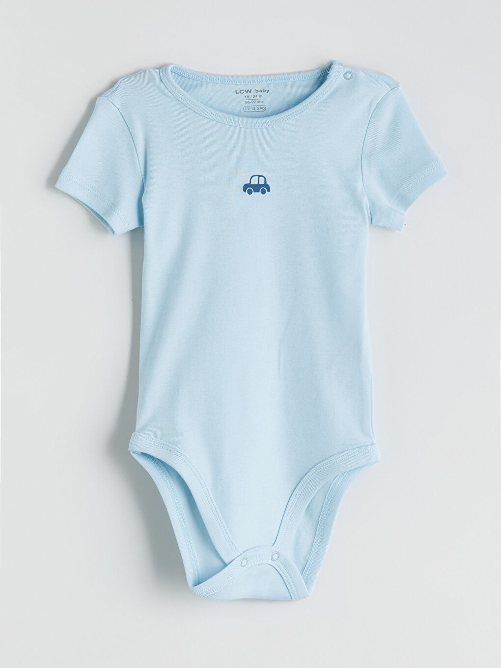 Mavi Bisiklet Yaka Erkek Bebek Çıtçıtlı Bodysuit 3'lü-4