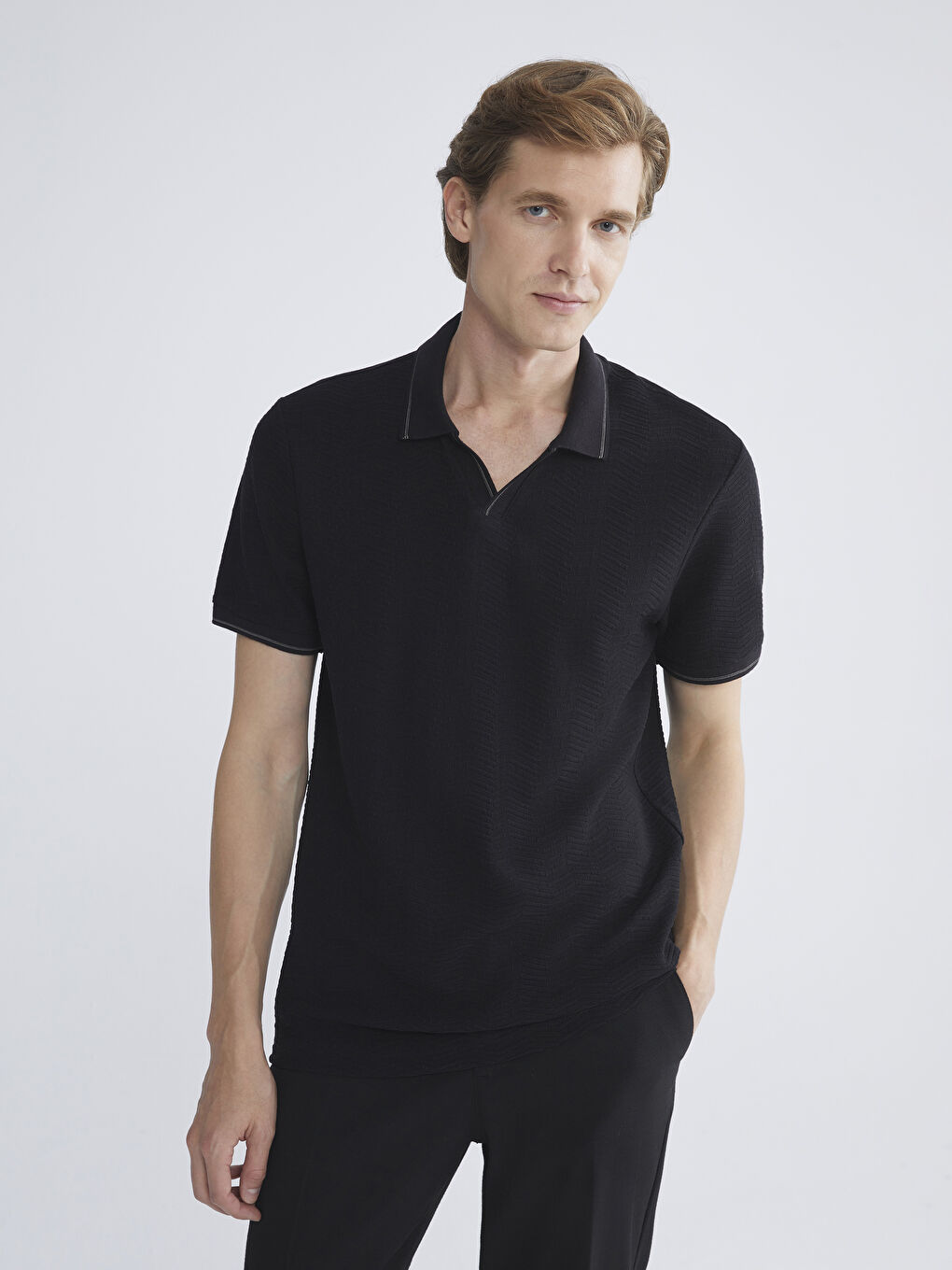 Siyah Polo Yaka Erkek Tişört