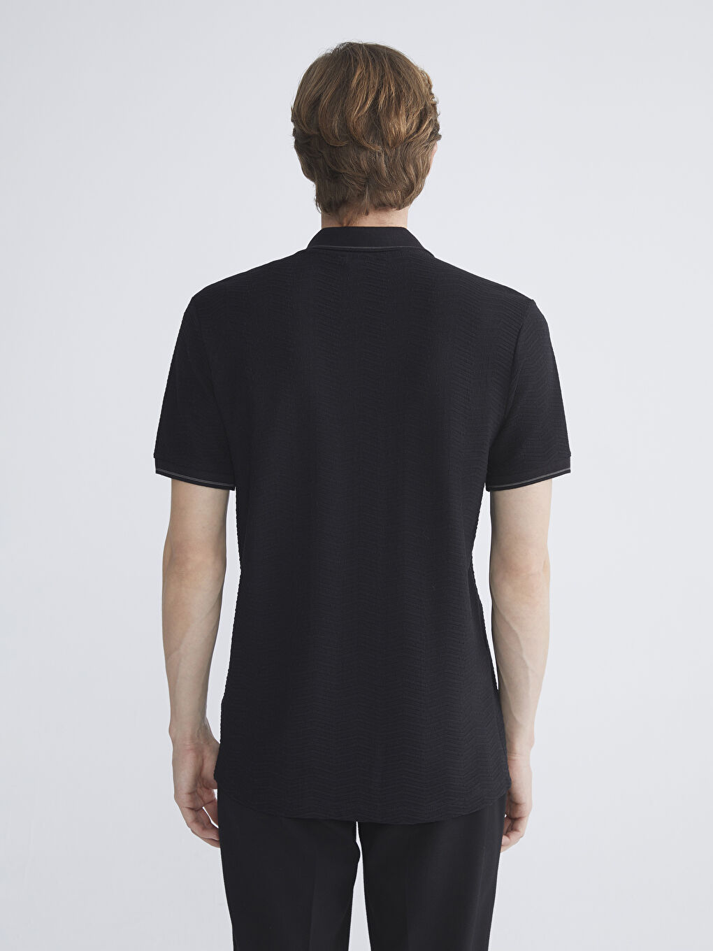 Siyah Polo Yaka Erkek Tişört-3