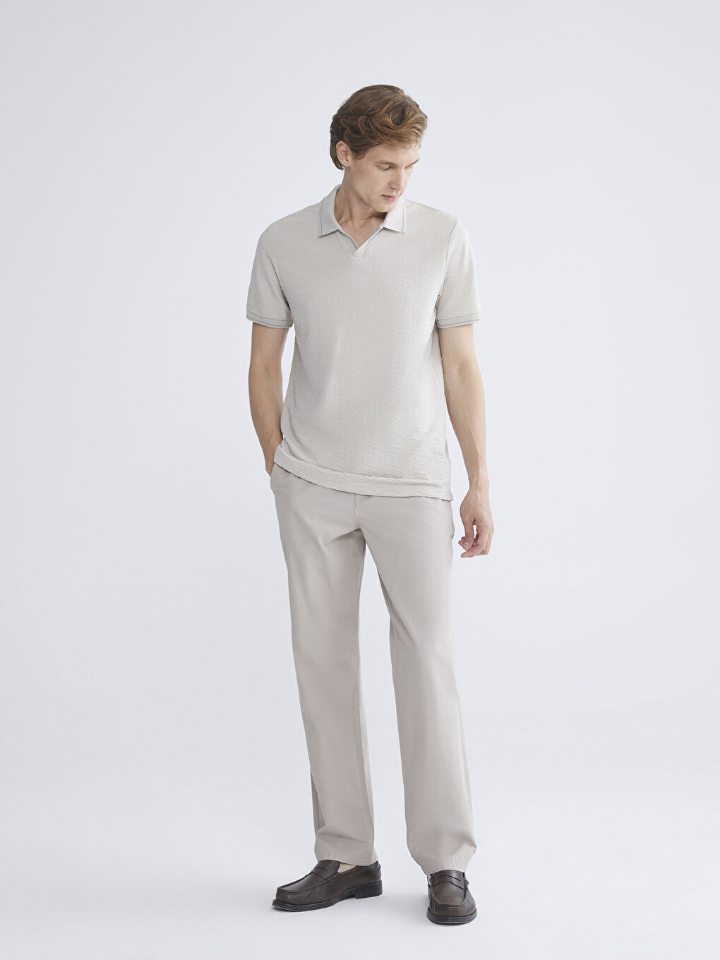 Gri Polo Yaka Erkek Tişört-1