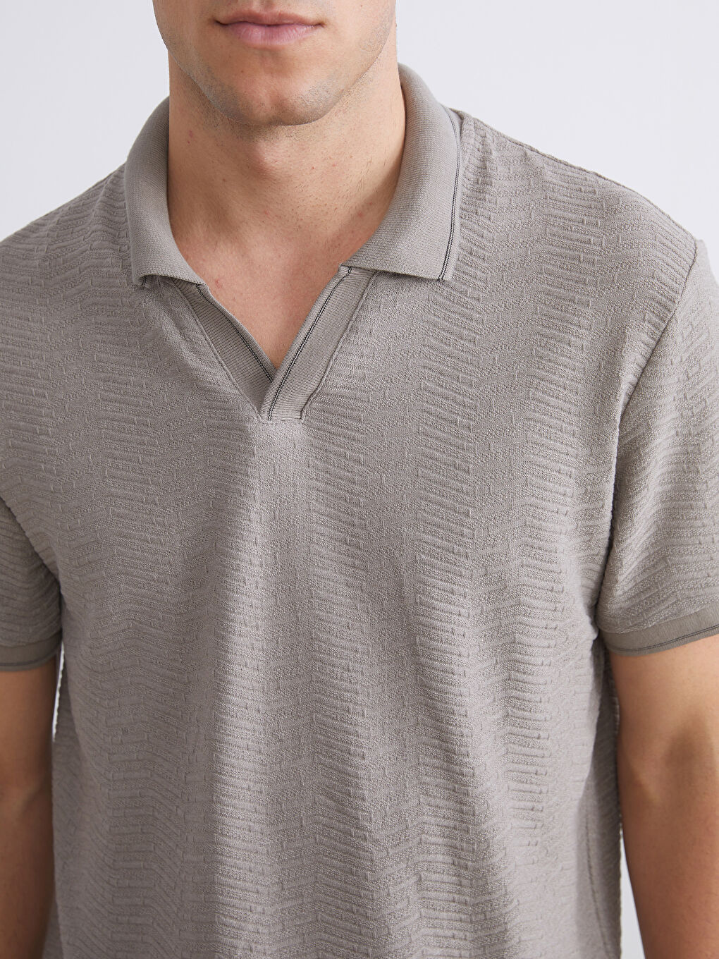 Gri Polo Yaka Erkek Tişört-2