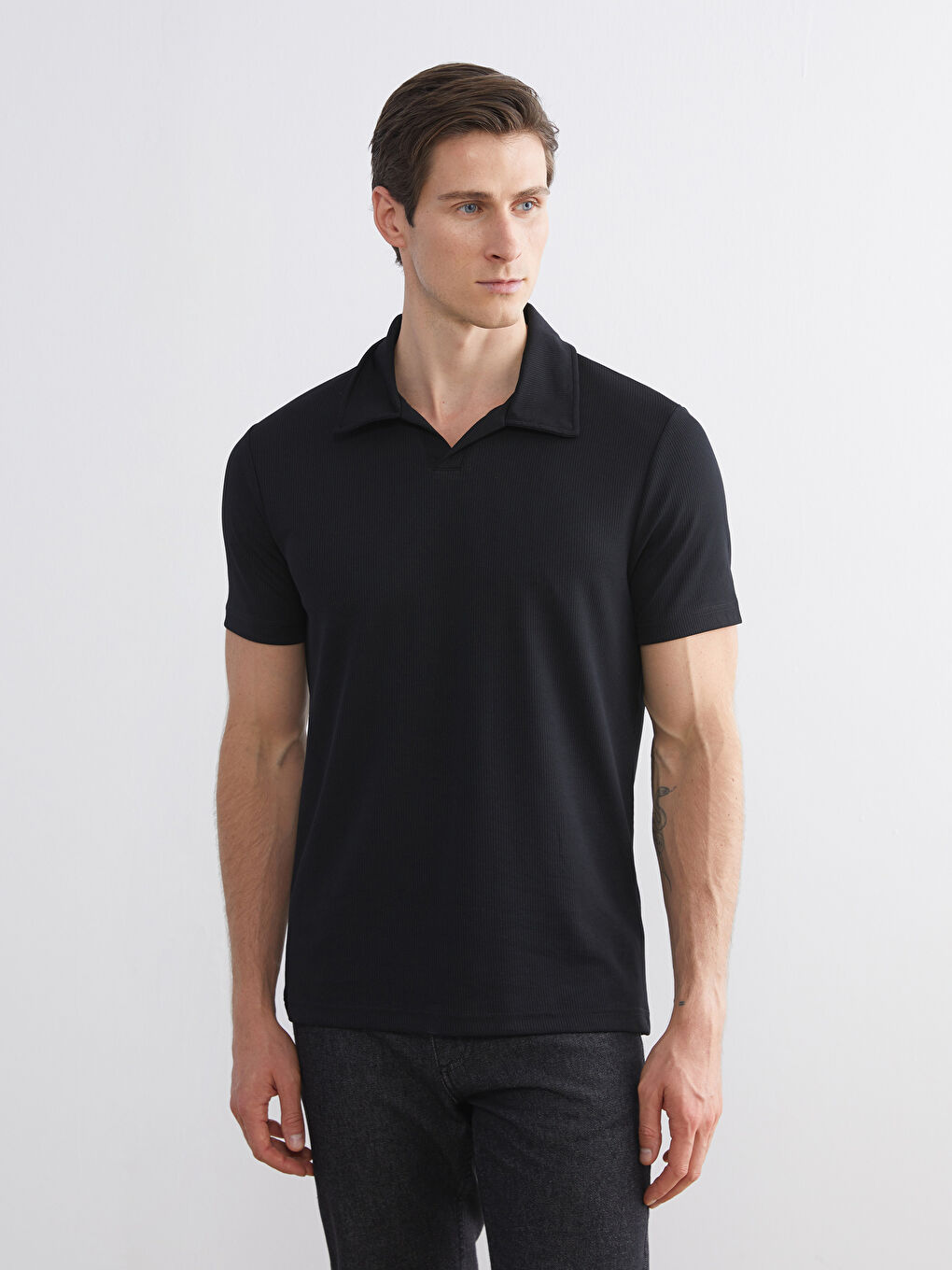 Siyah Polo Yaka Erkek Tişört