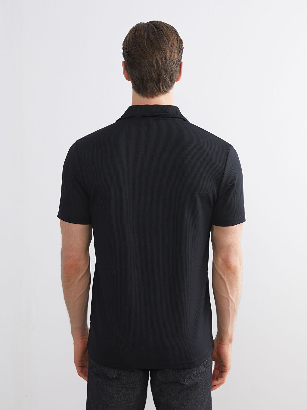 Siyah Polo Yaka Erkek Tişört-3