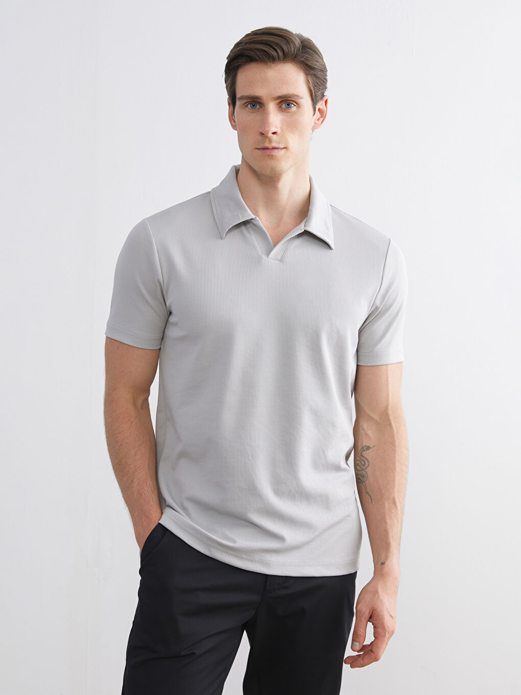 Gri Polo Yaka Erkek Tişört