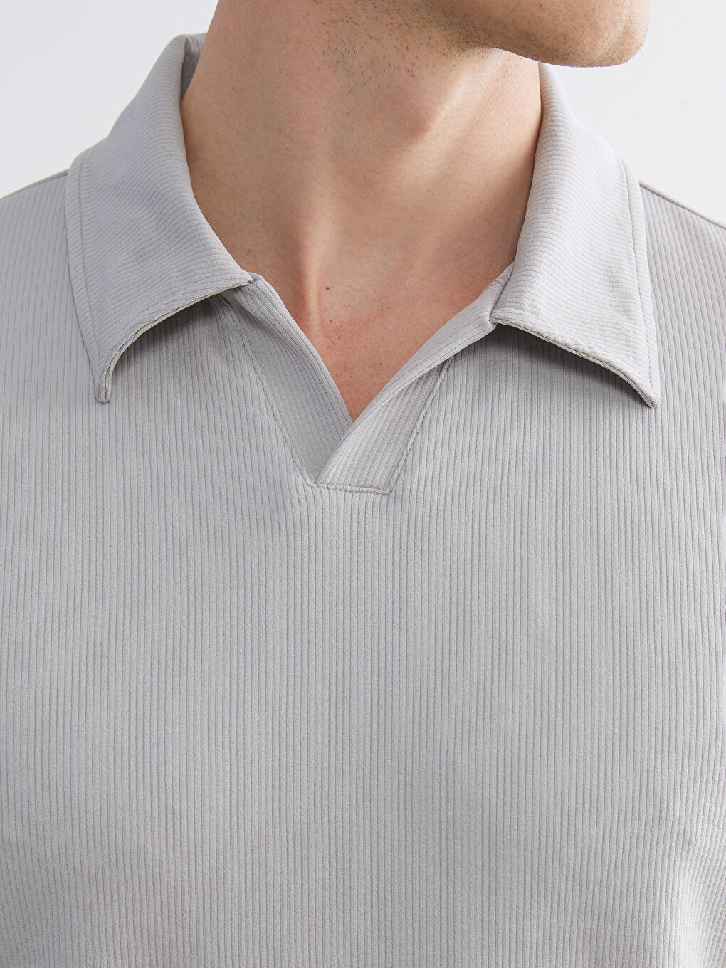 Gri Polo Yaka Erkek Tişört-2