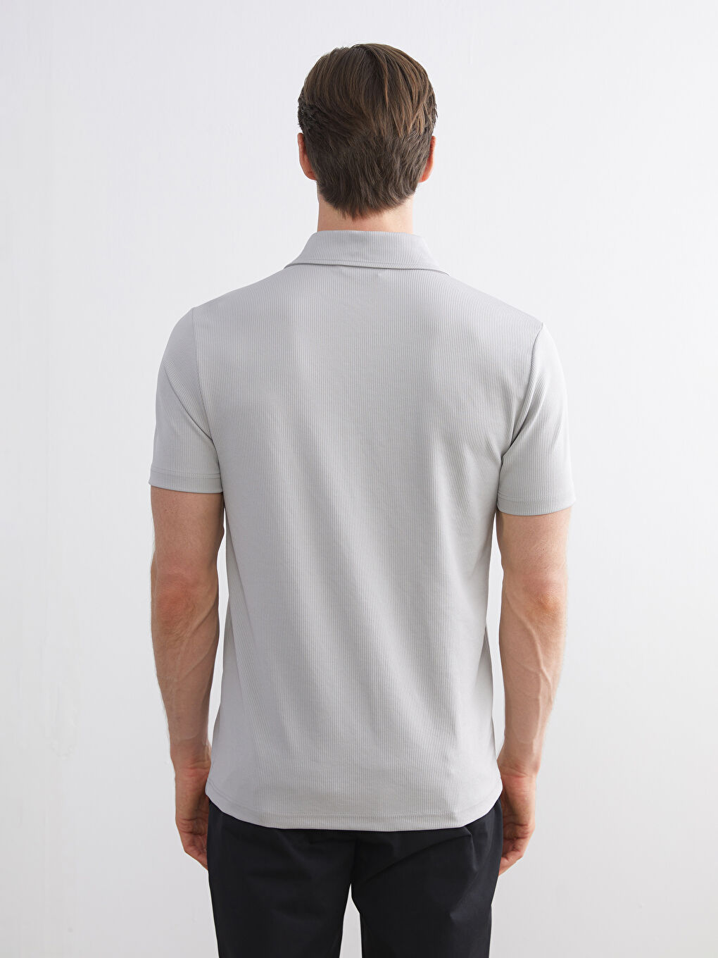 Gri Polo Yaka Erkek Tişört-3