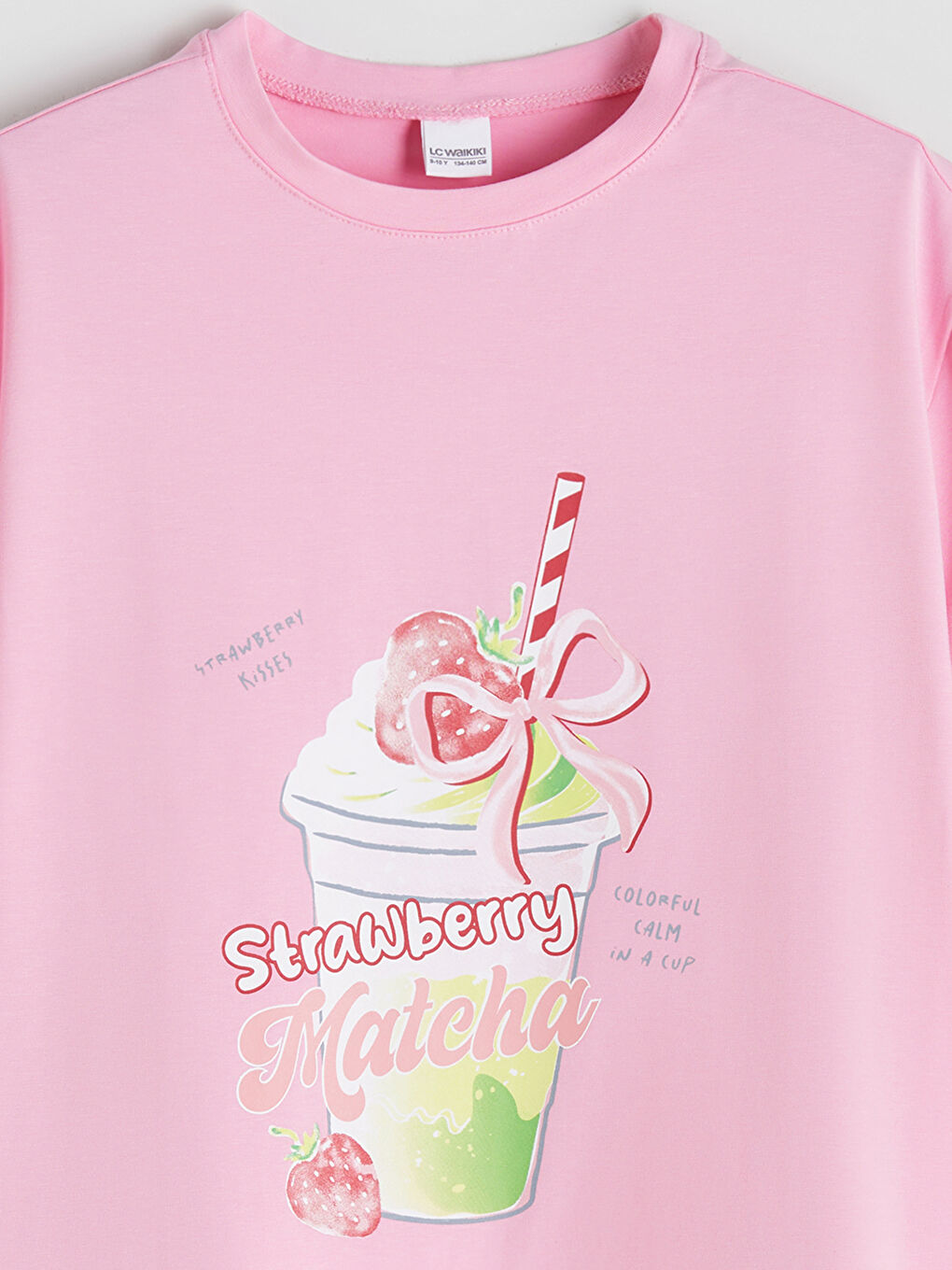 Pembe Bisiklet Yaka Kız Çocuk Gecelik-1