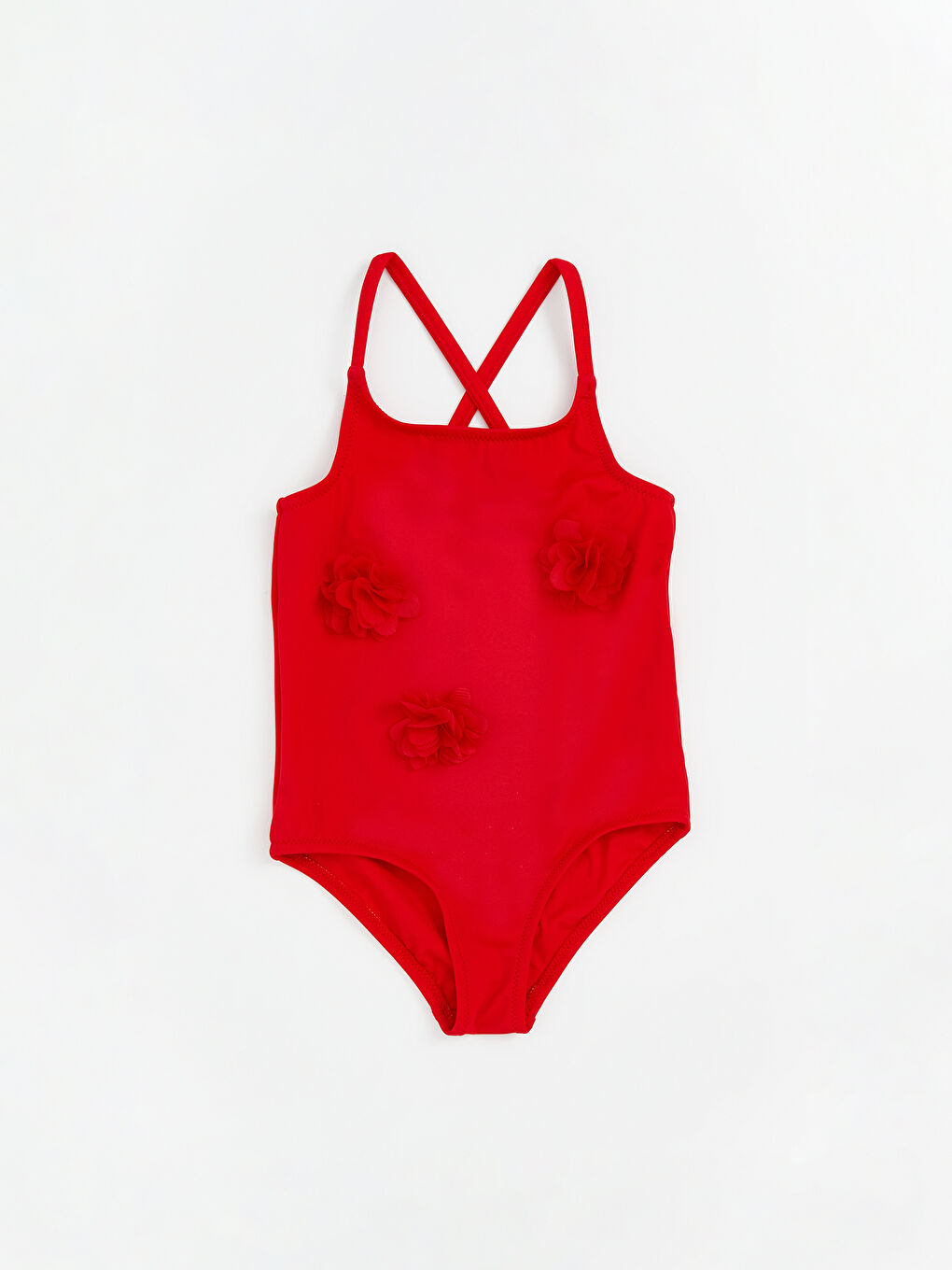 Kırmızı UV Korumalı Çiçekli Kız Çocuk Mayo