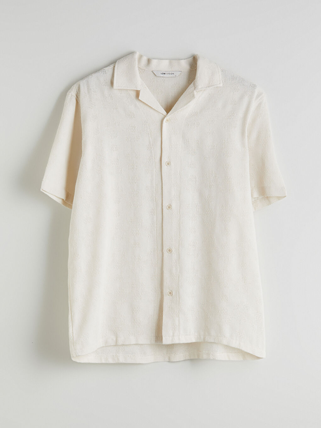 Ekru Regular Fit Kısa Kollu Armürlü Erkek Gömlek-8