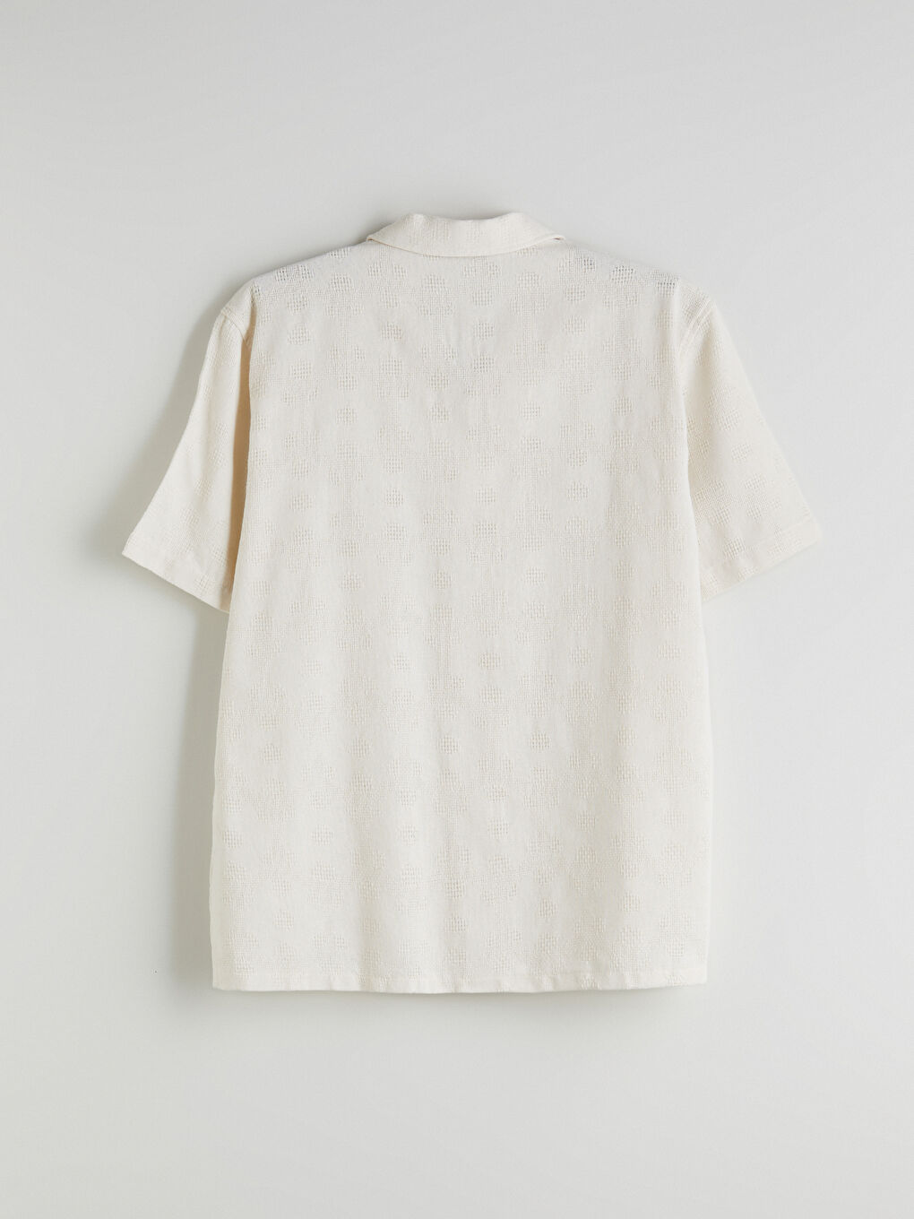 Ekru Regular Fit Kısa Kollu Armürlü Erkek Gömlek-9