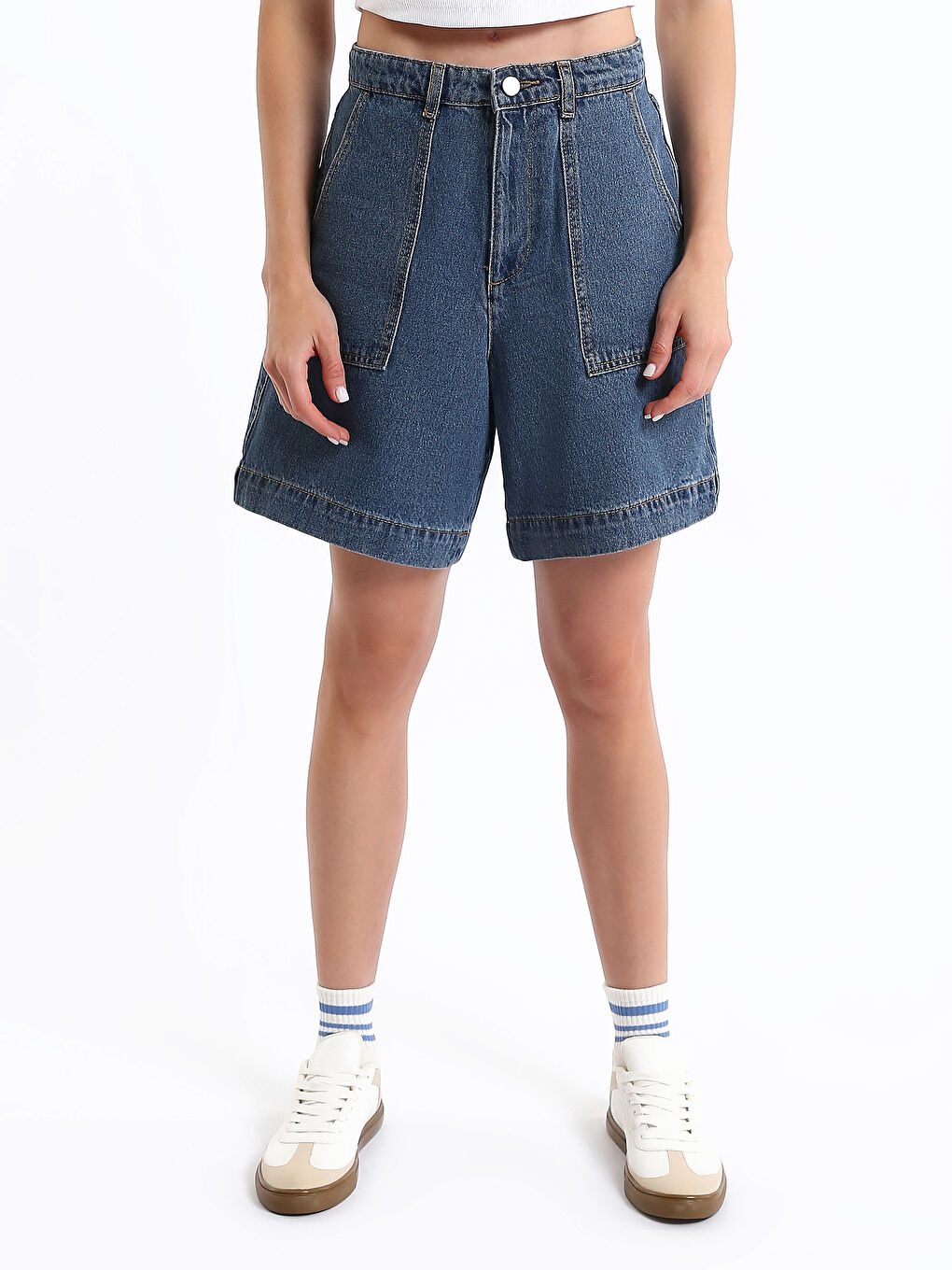 Regular Fit Women's Denim Shorts-1