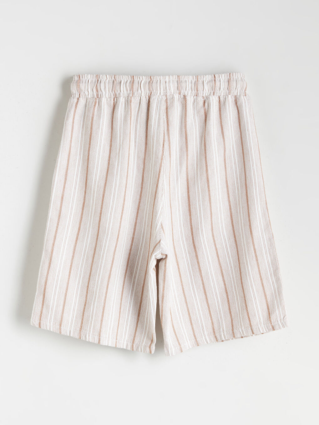 Kahverengi Beli Lastikli Çizgili Erkek Çocuk Şort-1