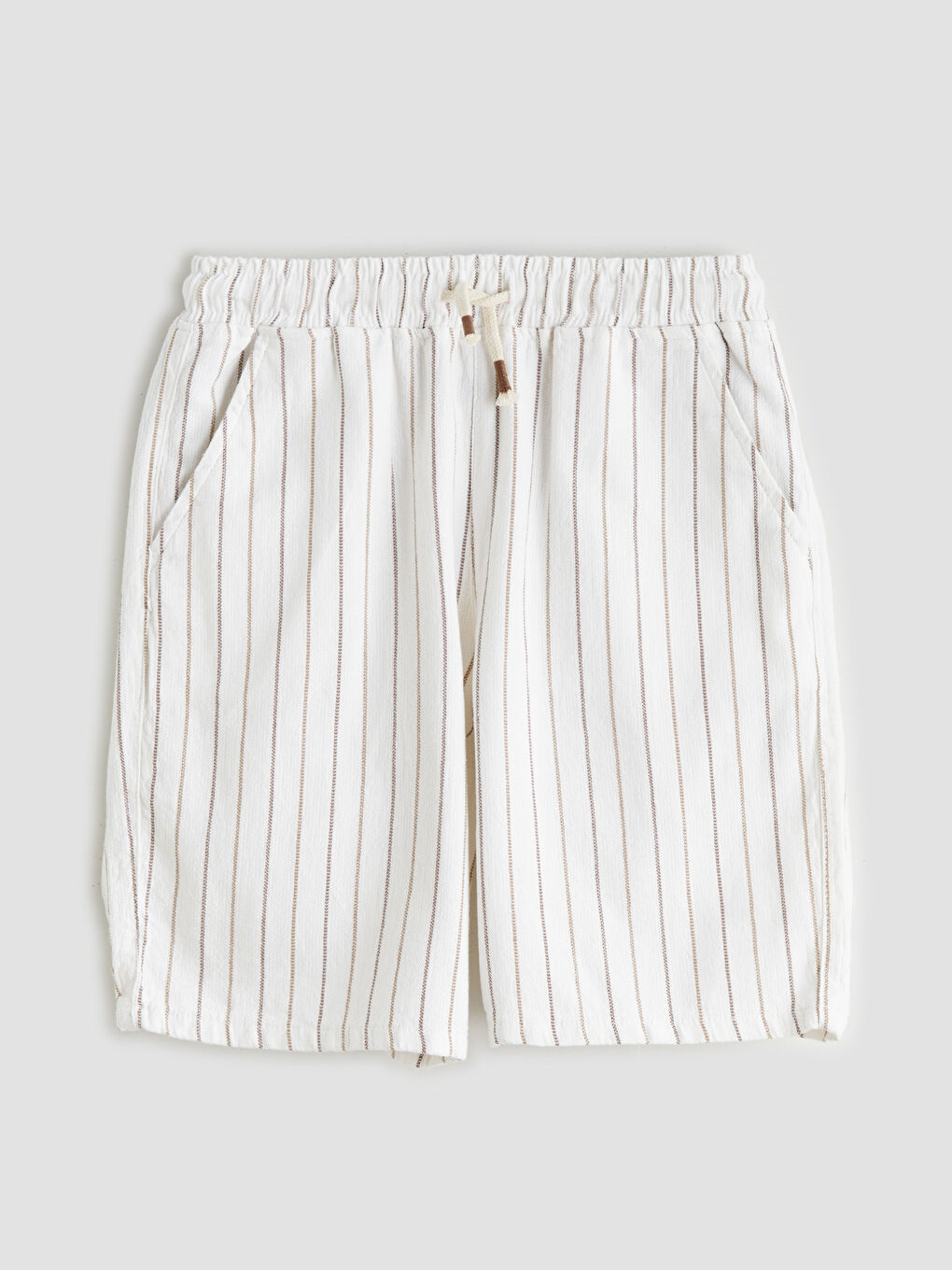 Kahverengi Beli Lastikli Çizgili Erkek Çocuk Şort