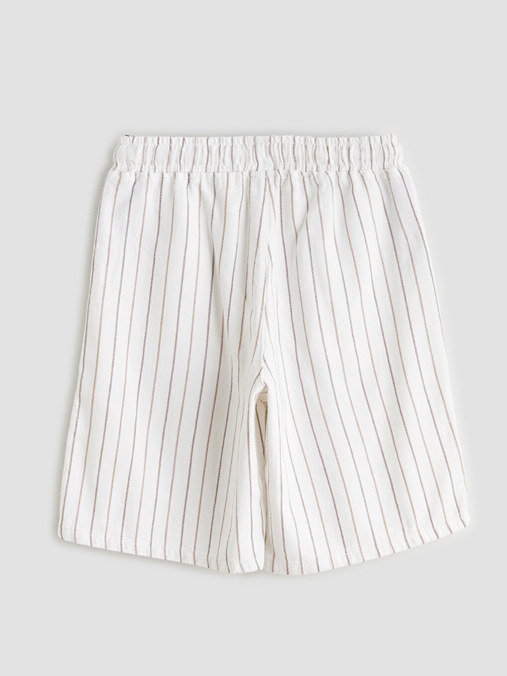 Kahverengi Beli Lastikli Çizgili Erkek Çocuk Şort-1