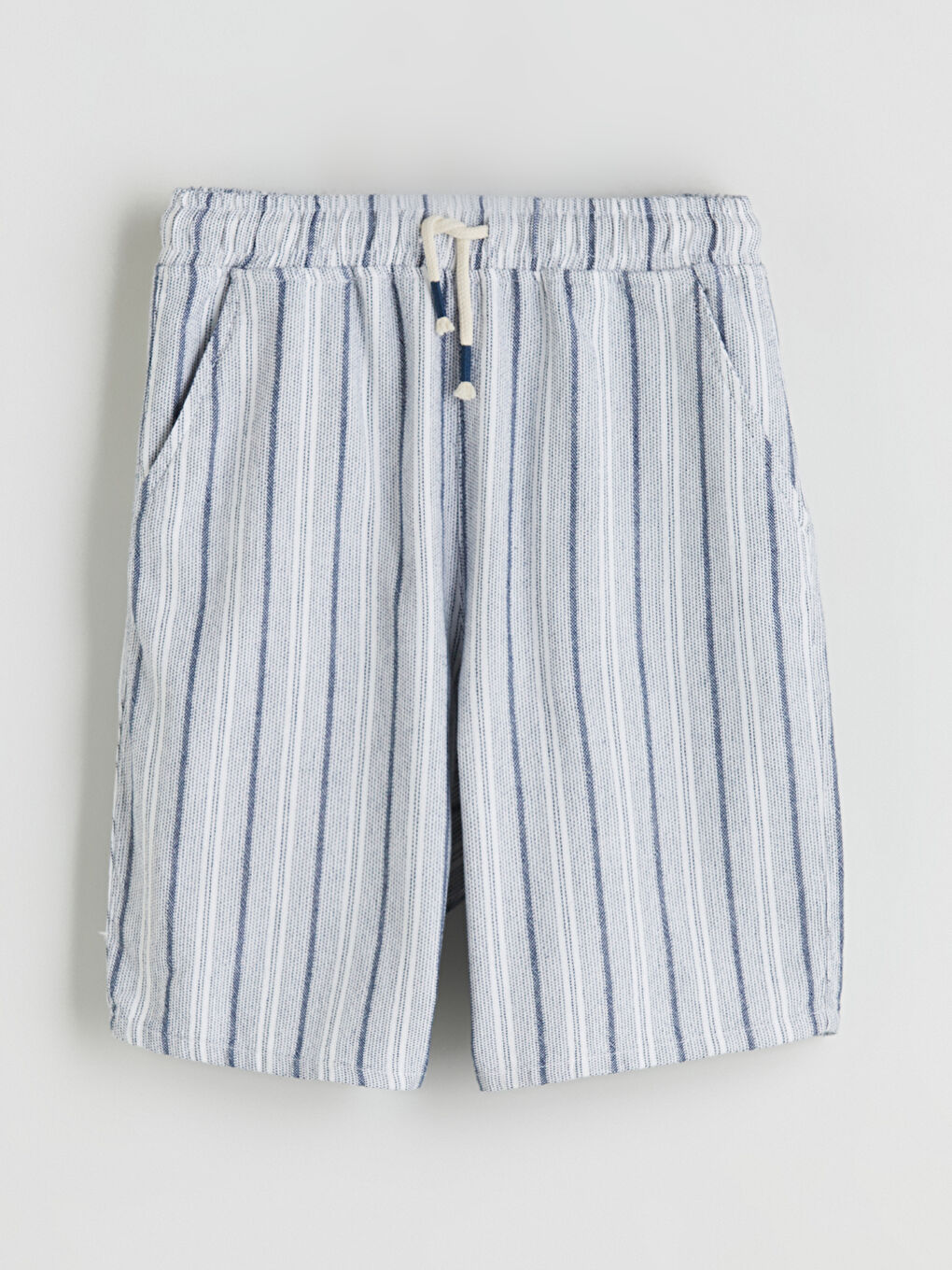Lacivert Beli Lastikli Çizgili Erkek Çocuk Şort