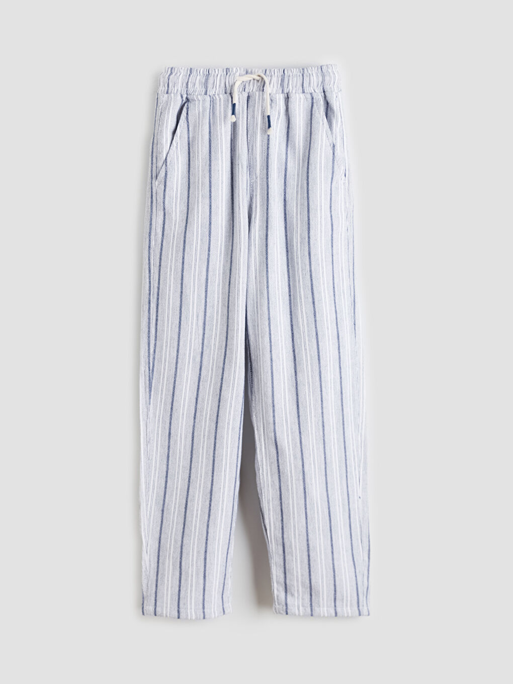 Lacivert Beli Lastikli Çizgili Erkek Çocuk Pantolon
