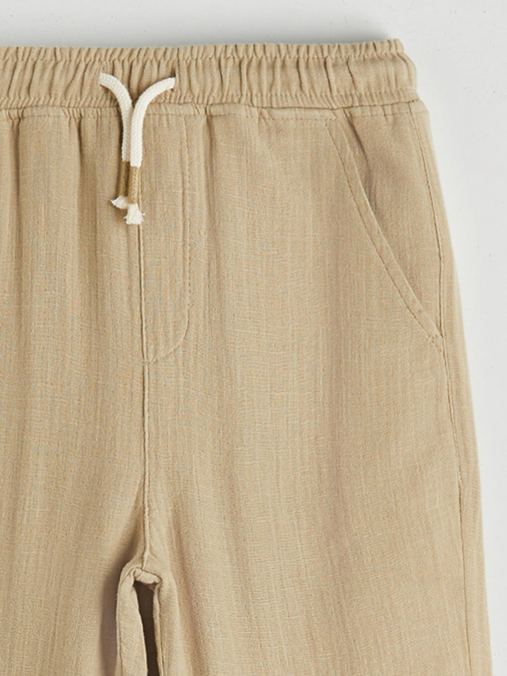 Bej Beli Lastikli Erkek Çocuk Pantolon-2