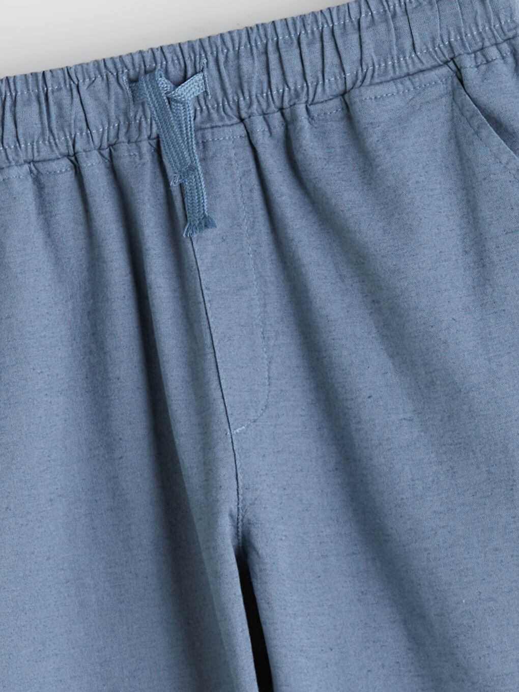 Mavi Beli Lastikli Keten Karışımlı Erkek Çocuk Pantolon-1