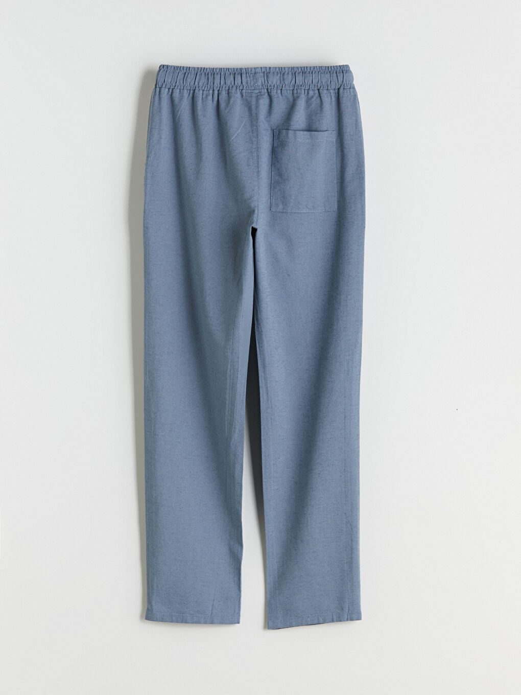 Mavi Beli Lastikli Keten Karışımlı Erkek Çocuk Pantolon-2