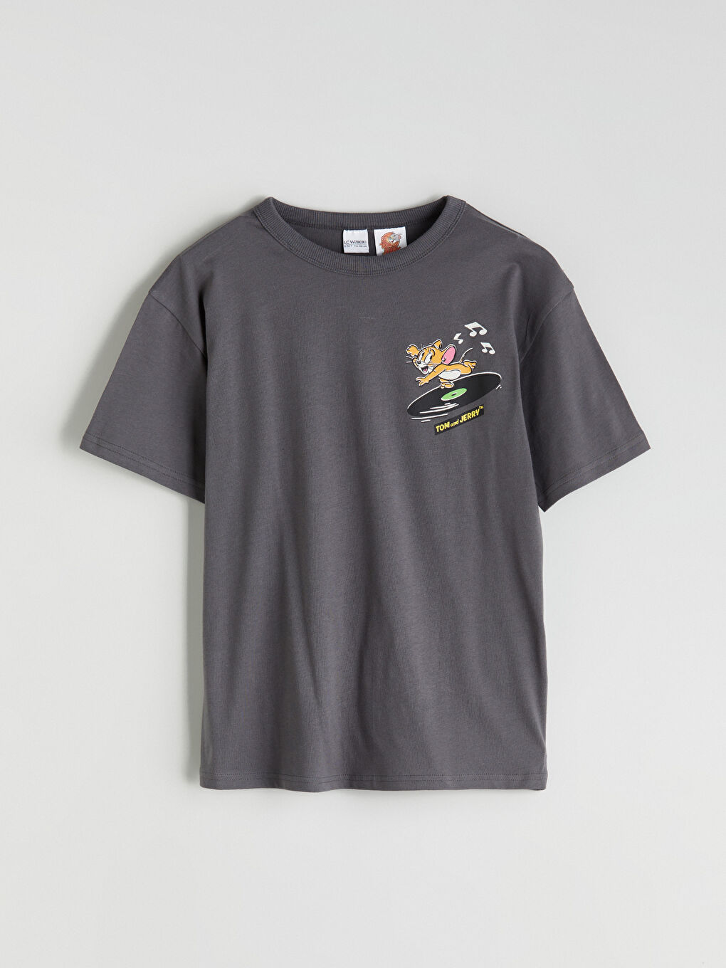 дөңгелек жағалы том и джерри принтті ұлдарға арналған футболка-1