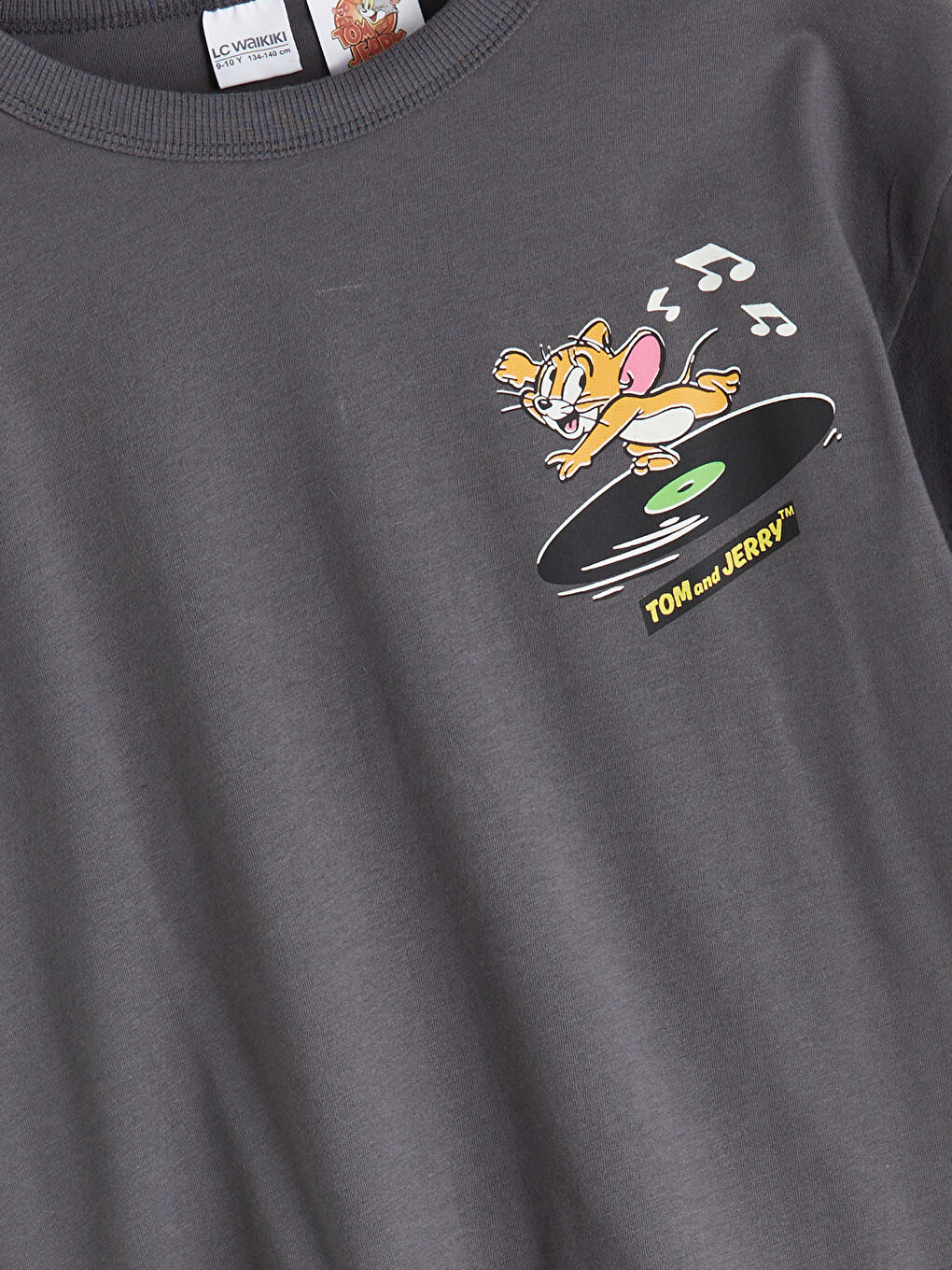 дөңгелек жағалы том и джерри принтті ұлдарға арналған футболка-2