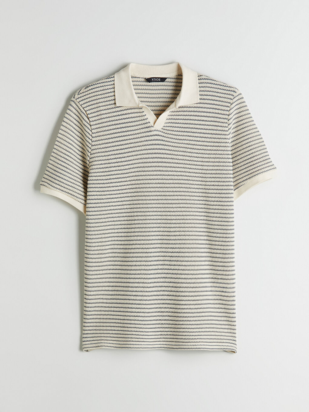 Yeşil Polo Yaka Çizgili Erkek Tişört-4