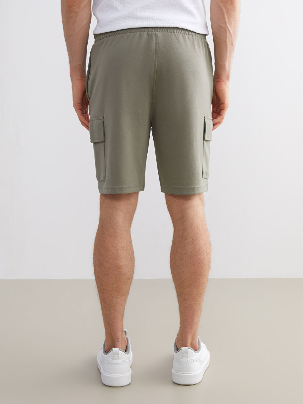 Haki Standart Kalıp Erkek Kargo Şort-3