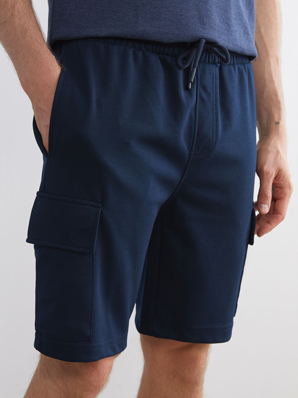 Lacivert Standart Kalıp Erkek Kargo Şort-2