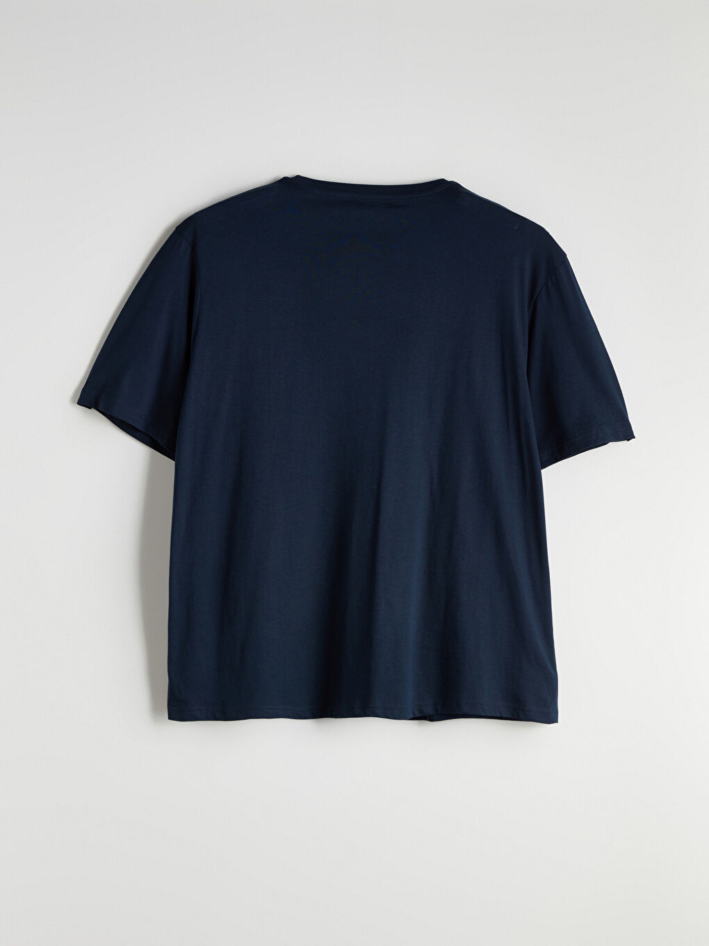 Lacivert Büyük Beden Bisiklet Yaka Baskılı Penye Erkek Tişört-5